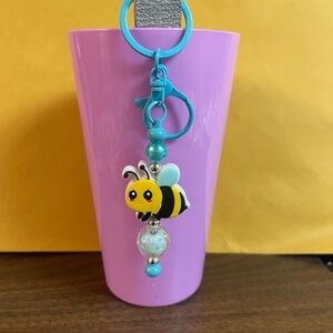 Cute Bee Keychain with Blue and Yellow Accents